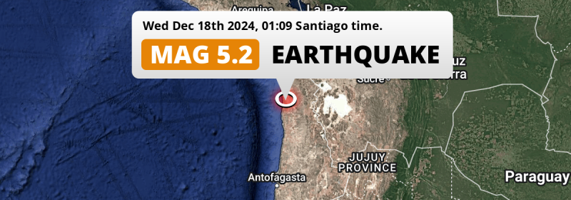 On Wednesday Night a Significant M5.2 Earthquake struck near Iquique in Chile.