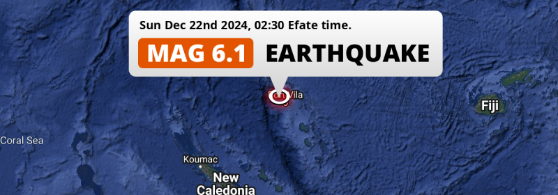 On Sunday Night a Strong M6.1 Earthquake struck in the Coral Sea near Port-Vila (Vanuatu).