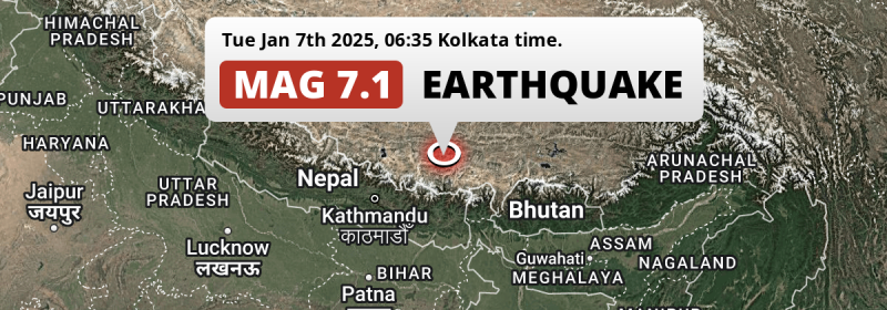 On Tuesday Morning a DESTRUCTIVE M7.1 Earthquake struck 165km from Rikaze in China.