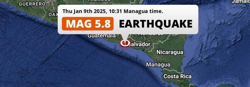 Significant M5.8 Earthquake hit near Sonsonate in El Salvador on Thursday Morning.