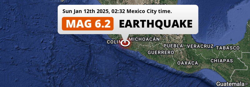 On Sunday Night a Strong M6.2 Earthquake struck near Colima in Mexico.