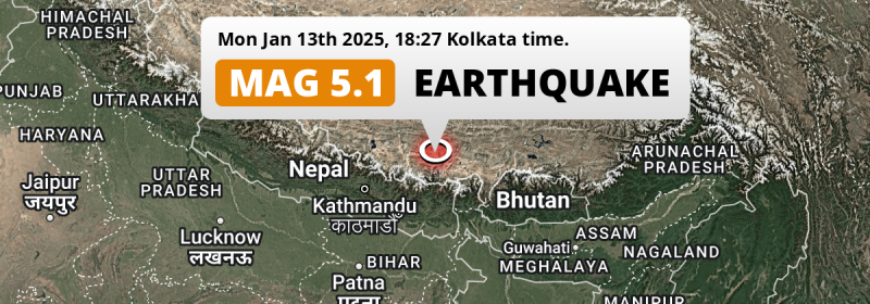 On Monday Evening a Shallow M5.1 Earthquake struck 161km from Rikaze in China.