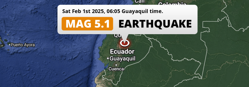 Shallow M5.1 AFTERSHOCK struck on Saturday Morning near Quito in Ecuador.