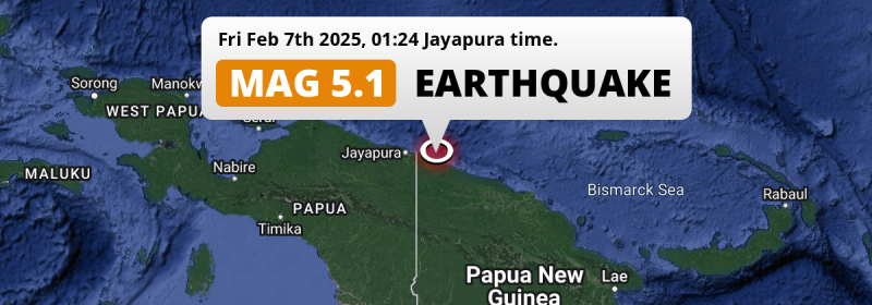 Significant M5.1 Earthquake struck on Friday Night in the South Pacific Ocean 238km from Wewak (Papua New Guinea).