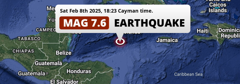 On Saturday Evening an Unusually powerful M7.6 Earthquake struck in the Caribbean Sea 209km from George Town (Cayman Islands).