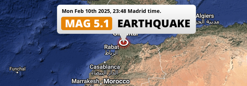 Shallow M5.1 Earthquake struck on Monday Evening near Tangier in Morocco.