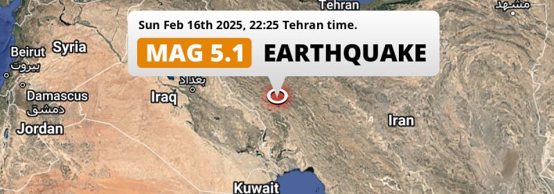 On Sunday Evening a Shallow M5.1 Earthquake struck near Khorramabad in Iran.