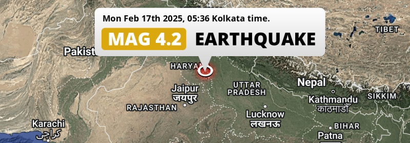 Shallow M4.2 Earthquake hit near Karol Bāgh in India on Monday Night.