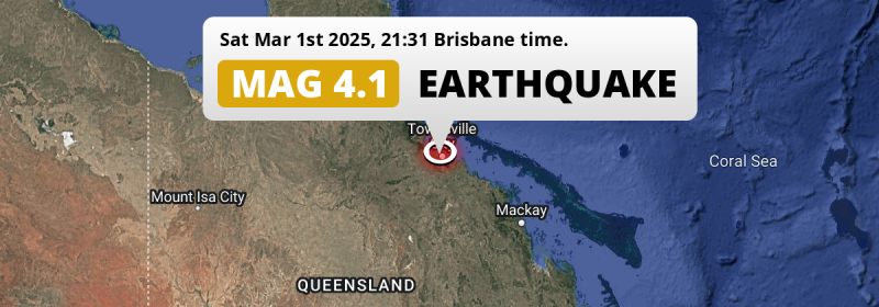 On Saturday Evening a Shallow M4.1 Earthquake struck near Townsville in Australia.