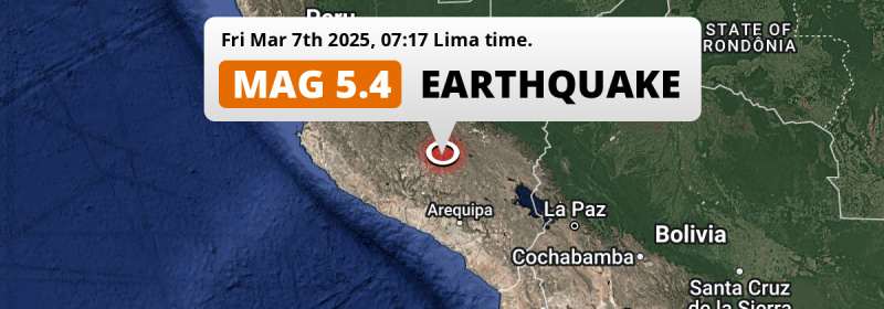 Significant M5.4 Earthquake struck on Friday Morning 128km from Cusco in Peru.