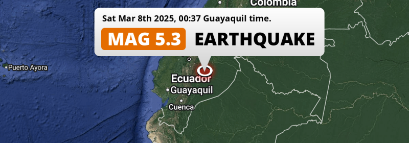 Significant M5.3 Earthquake hit 161km from Quito in Ecuador on Saturday Night.