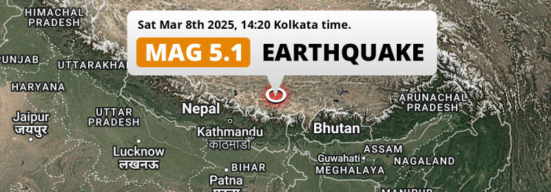 On Saturday Afternoon a Shallow M5.1 Earthquake struck 152km from Rikaze in China.