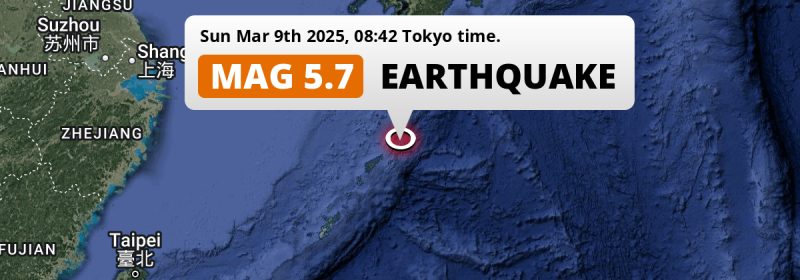 Shallow M5.7 AFTERSHOCK hit in the Philippine Sea near Naze (Japan) on Sunday Morning.