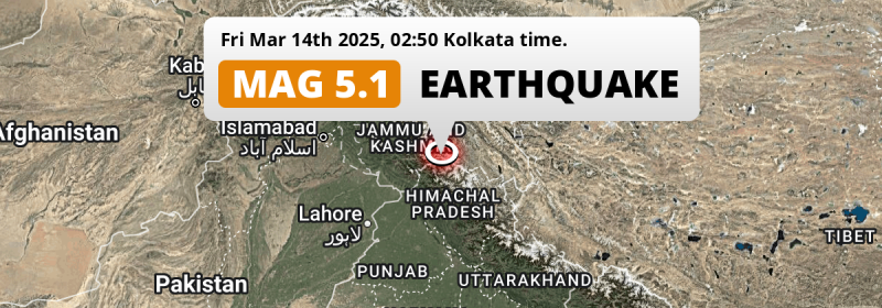 Significant M5.1 Earthquake hit near Padam in India on Friday Night.