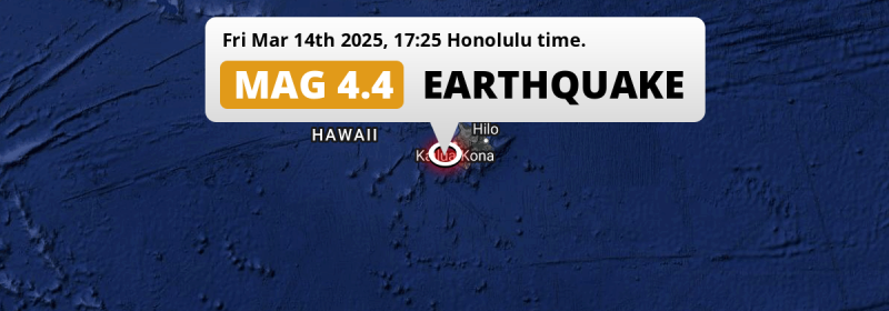  M4.4 Earthquake struck on Friday Afternoon in the North Pacific Ocean 91mi from Hilo (The United States).