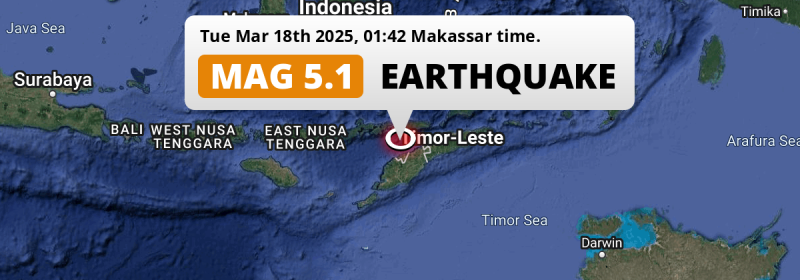 Significant M5.1 Earthquake hit in the Sawu Sea 160km from Dili (Timor-Leste) on Tuesday Night.