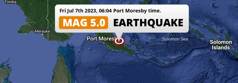 Shallow M5.0 Earthquake struck on Friday Morning 193km from Port ...