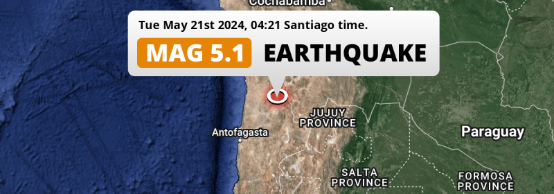 Significant M5.2 Earthquake Hit Near Calama In Chile On Tuesday Night.