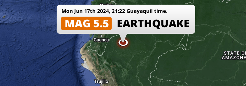 Significant M5.5 Earthquake hit 228km from Yurimaguas in Peru on Monday Evening.