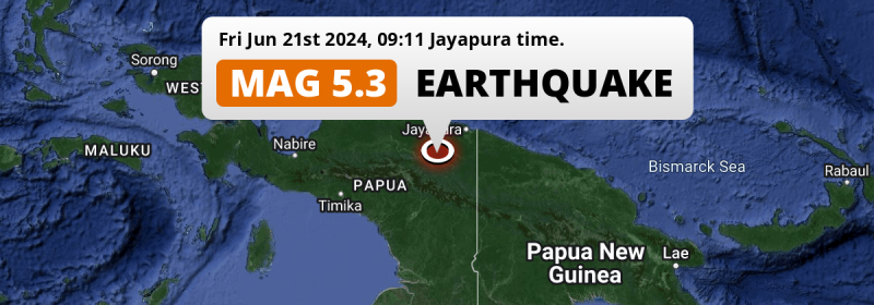 On Friday Morning a Significant M5.0 Earthquake struck 149km from Jayapura in Indonesia.