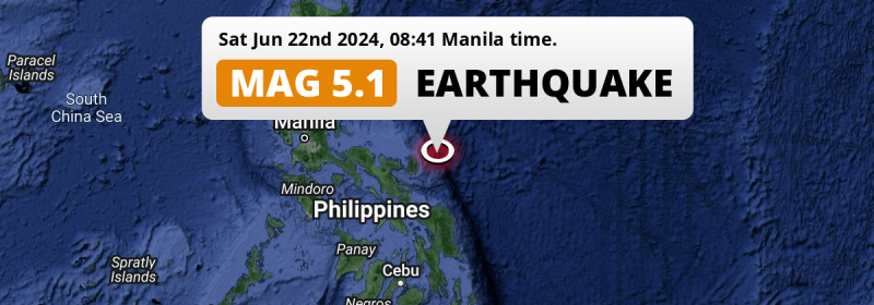 Shallow M5.1 Earthquake hit in the Philippine Sea near Virac (The Philippines) on Saturday Morning.