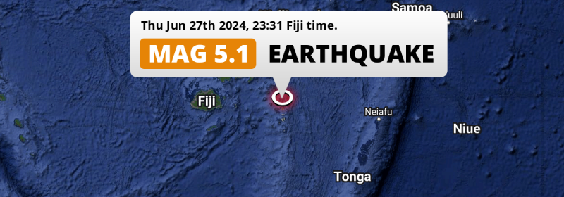  M4.5 AFTERSHOCK hit in the South Pacific Ocean 281km from Labasa (Fiji) on Thursday Evening.