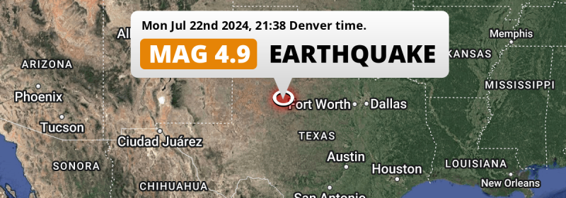 Unusually powerful M4.9 Earthquake struck on Monday Evening near Abilene in The United States.