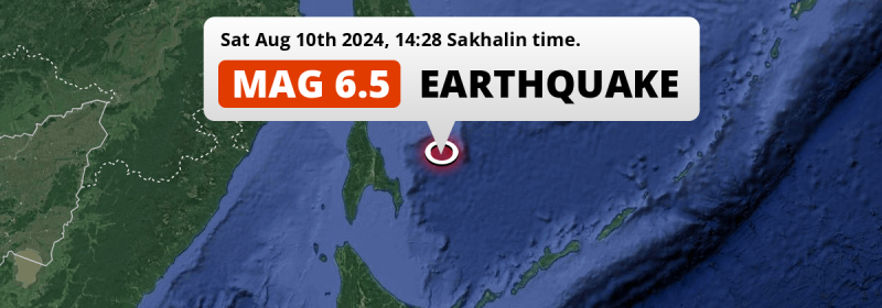 Unusually powerful M6.5 Earthquake hit in the Sea Of Okhotsk 157km from Yuzhno-Sakhalinsk (Russia) on Saturday Afternoon.