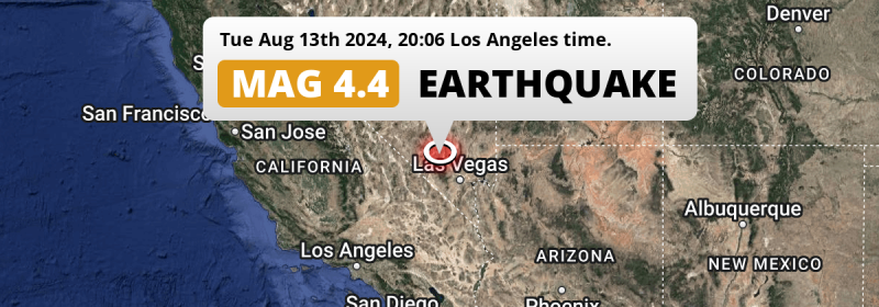 On Tuesday Evening a Shallow M4.4 Earthquake struck near Las Vegas in The United States.