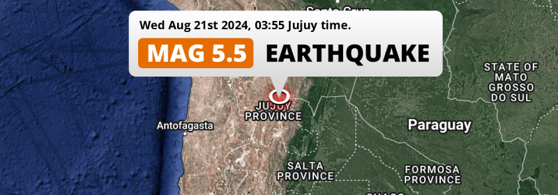 Significant M5.5 Earthquake hit 283km from Salta in Argentina on Wednesday Night.