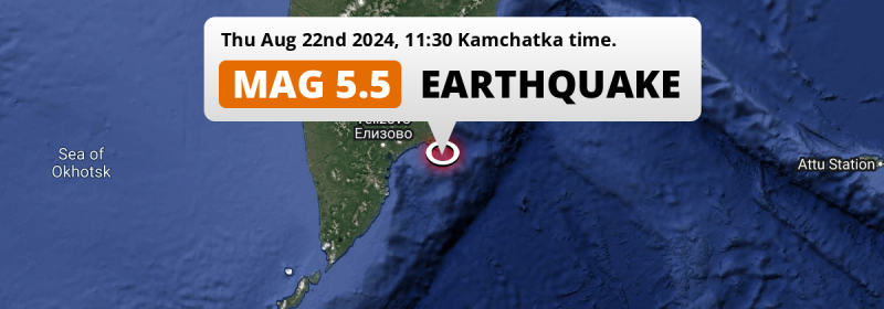 Significant M5.5 Earthquake hit in the North Pacific Ocean 102km from Petropavlovsk-Kamchatsky (Russia) on Thursday Morning.