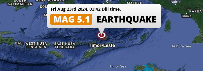 Shallow M5.1 Earthquake struck on Friday Night in the Banda Sea 191km from Atambua (Indonesia).